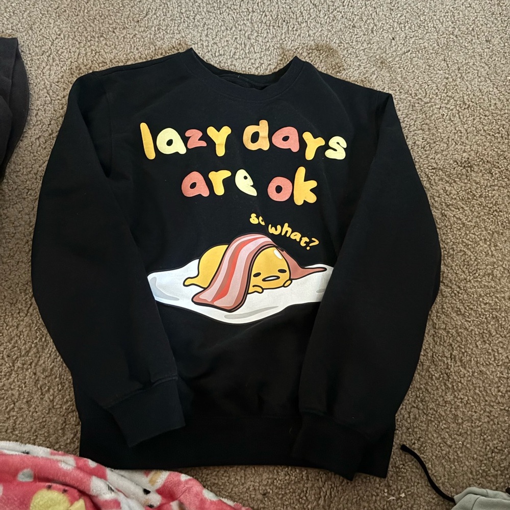 Sanrio Black Gudetama Graphic Men Sweater